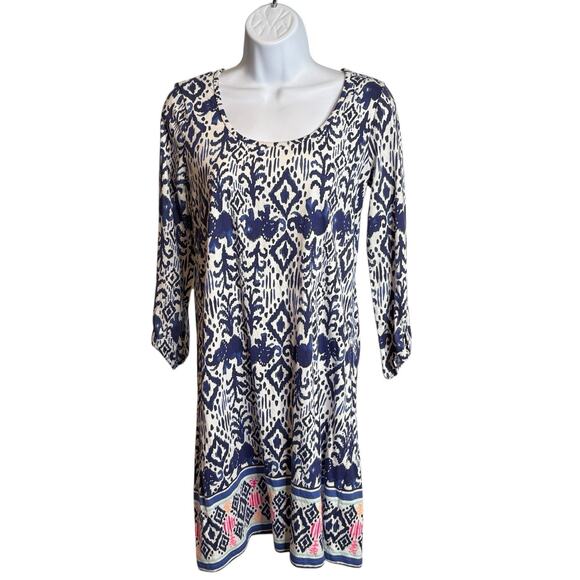 Lilly Pulitzer Women's Blue Ocean Ridge Ikat Dress Size S Preppy Old Money Vibes - Picture 1 of 12